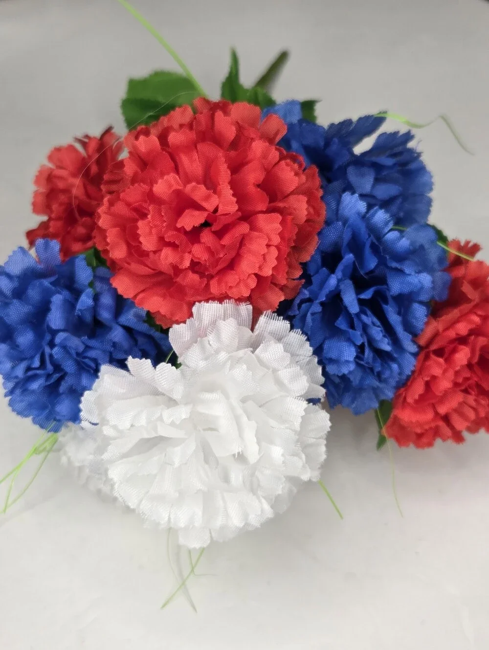 Red Blue And White Artificial Carnation Bouquet July 4th Decor